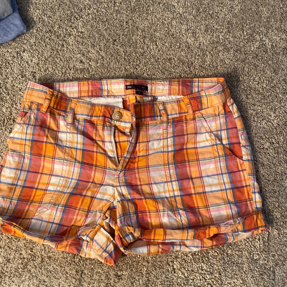 Gap Orange Plaid shorts